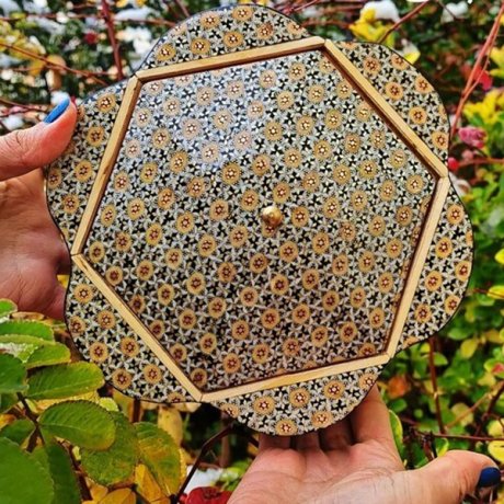 شکلات خوری (جاشکلاتی) خاتم کاری تک درب طرح گلی