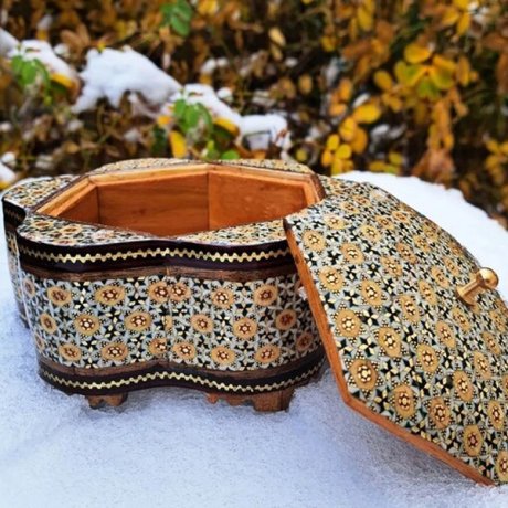 شکلات خوری (جاشکلاتی) خاتم کاری تک درب طرح گلی