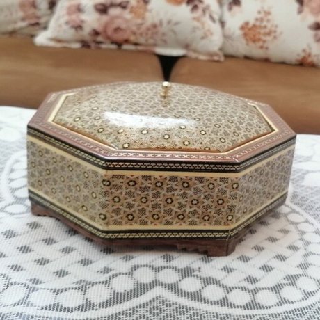 شکلات خوری (جاشکلاتی) خاتم کاری هشت گوش پره وارو