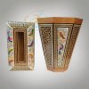 ست سطل و کیلینکس خاتم کاری مدل گل و مرغ چوبی