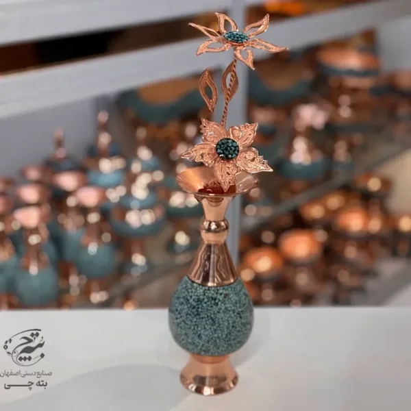 گلدان فیروزه کوبی مسی 20سانتی