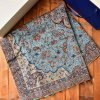 ست آجیل خوری فیروزه کوبی 13 سانتی و رومیزی ترمه ابریشم 1 در 1