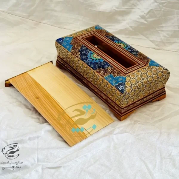 جعبه دستمال کاغذی و جاقاشقی خاتم کاری اسلیمی