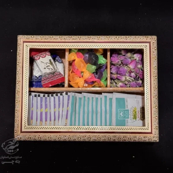 جعبه پذیرایی خاتم کاری (جعبه تی بگ و دمنوش) متوسط