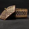 شکلات خوری خاتم کاری به همراه جعبه مخمل  مدل  پره وارو مشکی