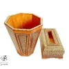 جعبه دستمال کاغذی و سطل خاتم کاری مدل پره وارو