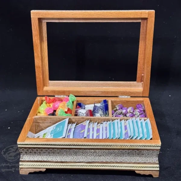 جعبه پذیرایی خاتم کاری (جعبه تی بگ و دمنوش) متوسط