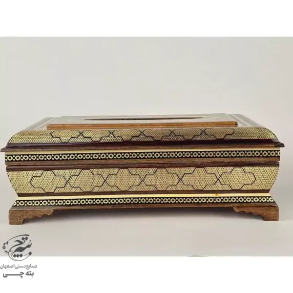 جعبه دستمال کاغذی و کارد و چنگال خاتم کاری صلیبی
