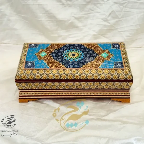 جعبه دستمال کاغذی و جاقاشقی خاتم کاری اسلیمی