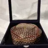 شکلات خوری خاتم کاری به همراه جعبه مخمل  مدل  پره وارو مشکی