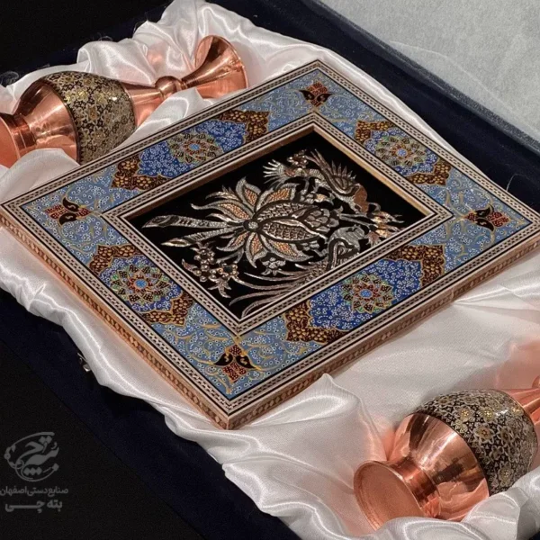 پک هدیه جفت گلدان تابلو اسلیمی خاتم کاری