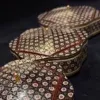 شکلات خوری خاتم کاری به همراه جعبه مخمل  مدل  پره وارو مشکی