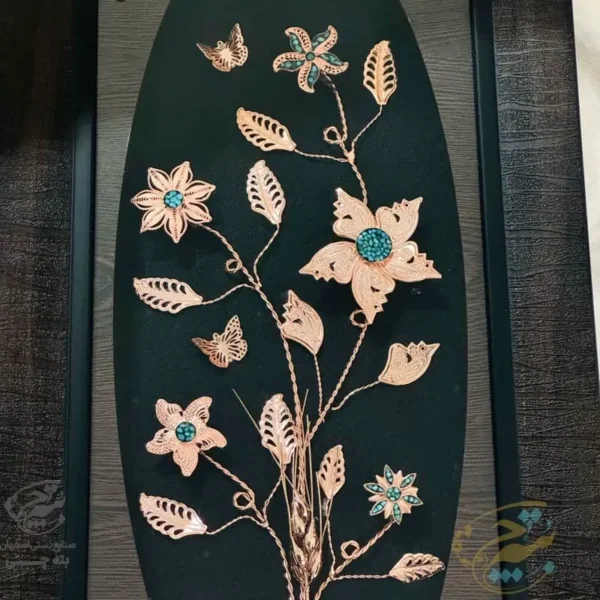 تابلو گل مسی فیروزه کوبی پنج گل 30در60