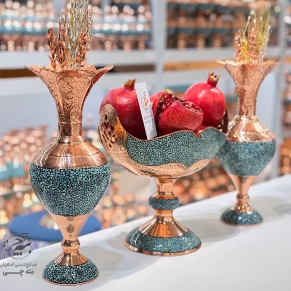سرویس فیروزه کوبی سنبلدان و کشکول قلمزنی