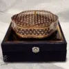 شکلات خوری خاتم کاری به همراه جعبه مخمل  مدل  پره وارو مشکی