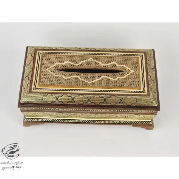 جعبه دستمال کاغذی و کارد و چنگال خاتم کاری صلیبی