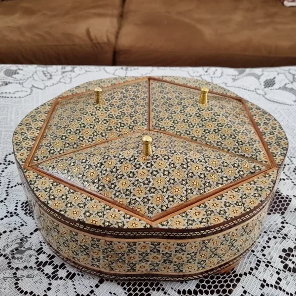 شکلات خوری خاتم کاری به همراه جعبه مخمل