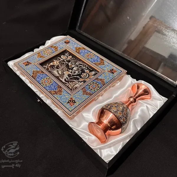 ست هدیه گلدان تابلو اسلیمی خاتم کاری