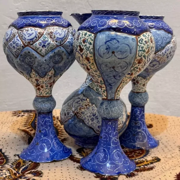 هدیه جفت گلدان میناکاری فانتزی با جعبه مخمل