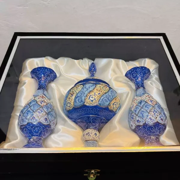 پک هدیه جفت گلدان و شکلات خوری میناکاری