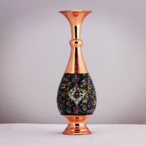 گلدان صراحی مس و پرداز ارتفاع 30 سانتی متر