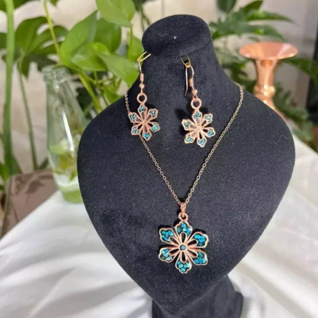 ست زیورآلات مسی فیروزه کوبی مدل آمریا