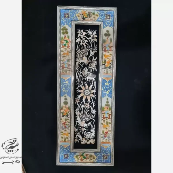 تابلو قلم زنی 20در55 سانتی با قاب چوگان