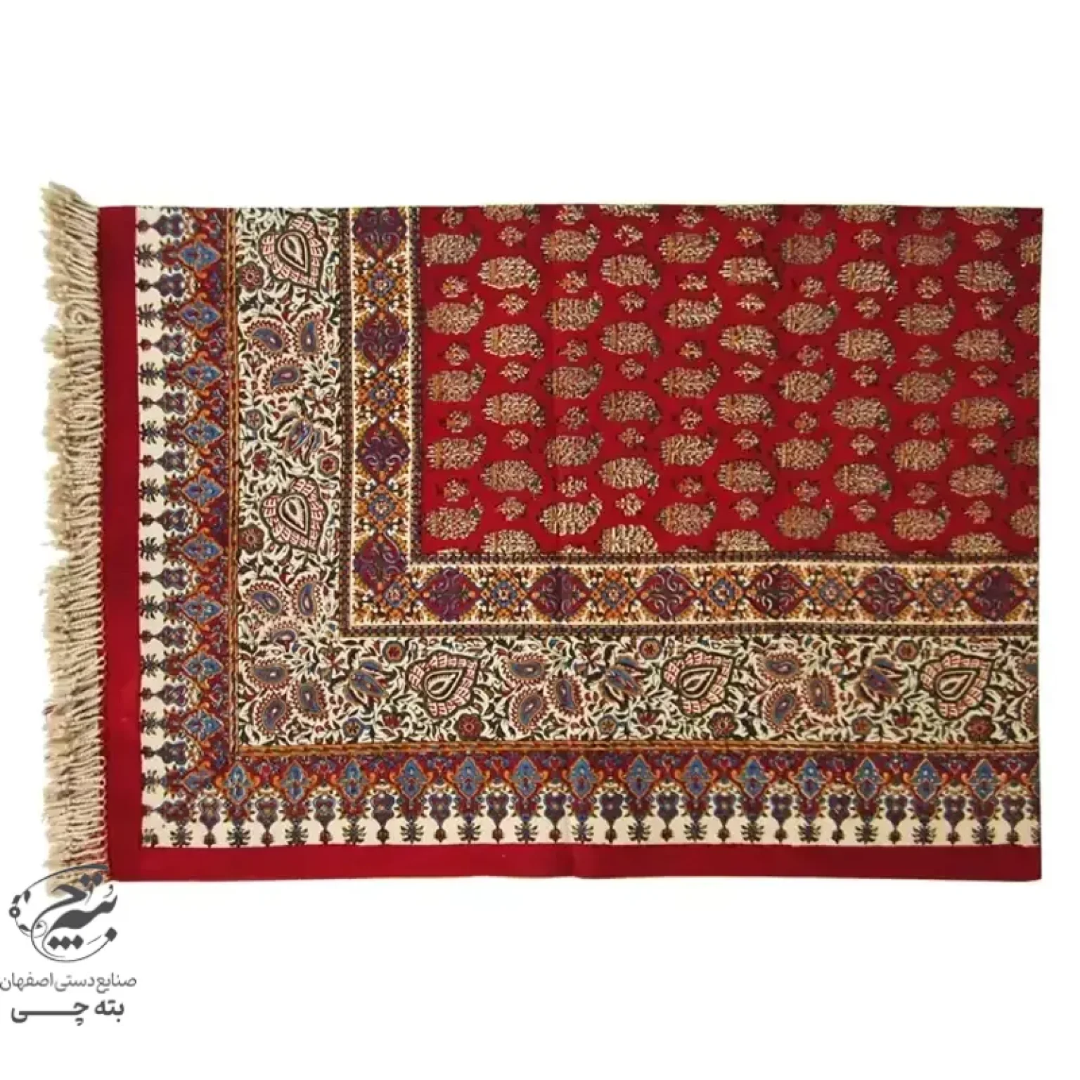 رومیزی قلمکار ممتاز طرح زرشکی سایز 100 در 150