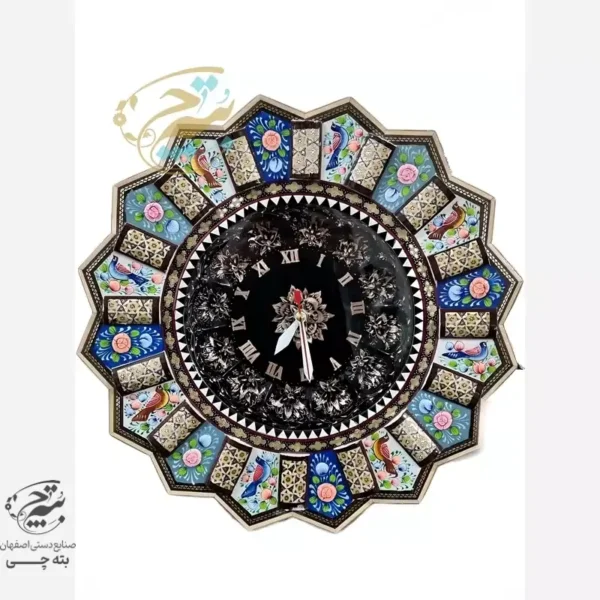 ساعت  الماس تراش با قاب خاتم کاری