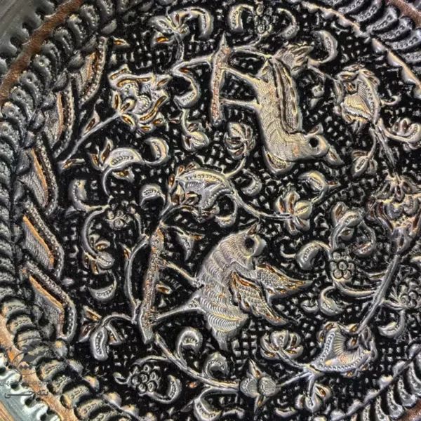 دیوارکوب قلمزنی مسی  گل و بلبل سایز 20