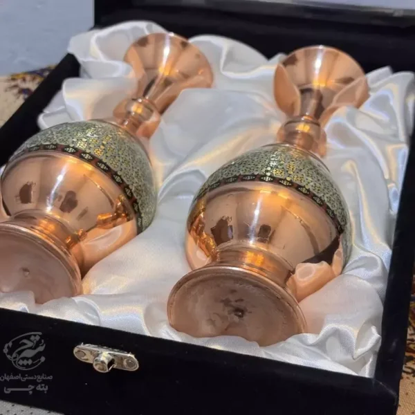 گلدان خاتم کاری اصفهان 20 سانتی با جعبه مخمل