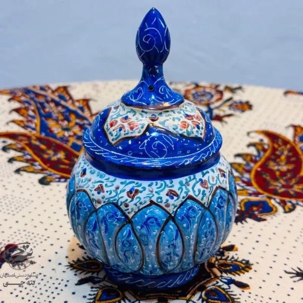 قندان  مسی میناکاری اصفهان 14 سانتی