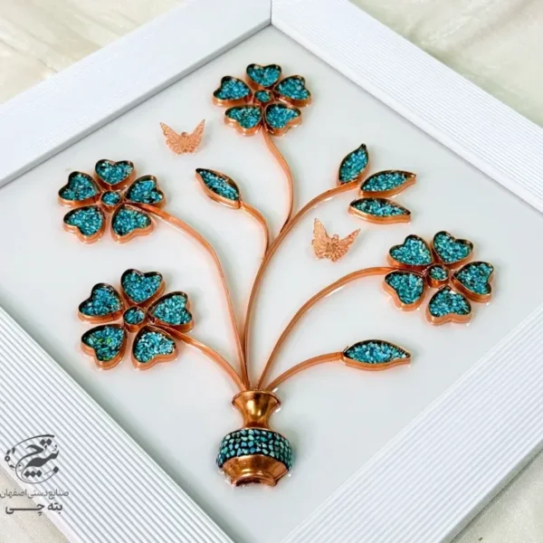 تابلو مسی فیروزه کوبی  5گل برجسته  35در35