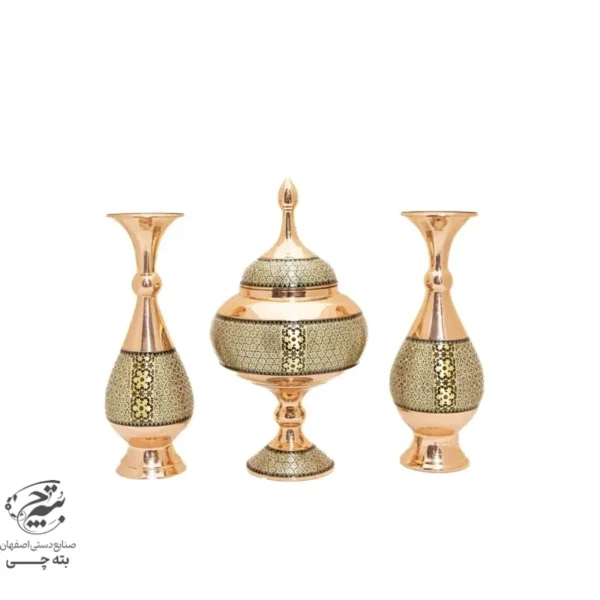 ست گلدان20 و شکلات خوری خاتم کاری