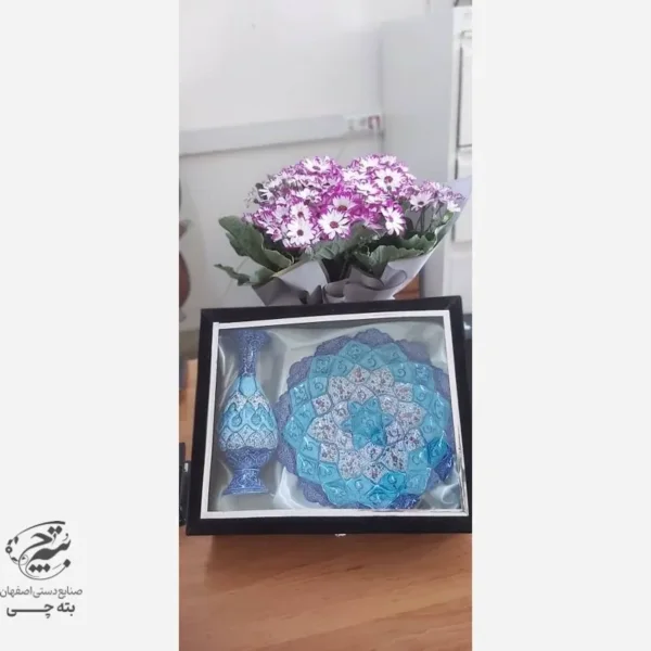 ست بشقاب و گلدان میناکاری 20 با جعبه هدیه