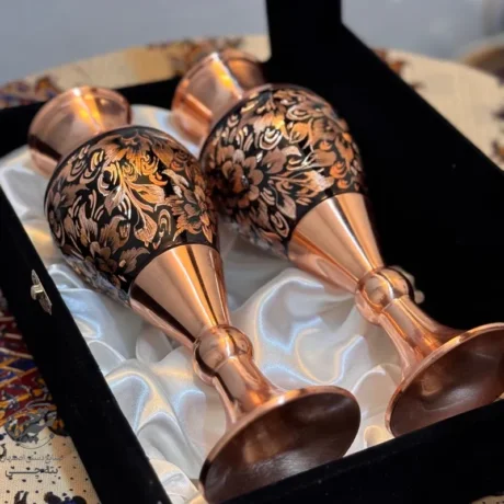 ست هدیه اداری گلدان مسی الماس تراش 25