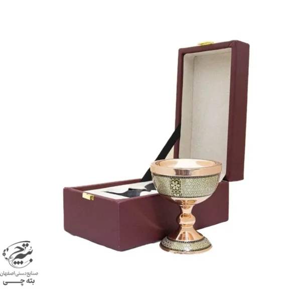 سنگاب مس و خاتم کاری 24س با جعبه چرمی