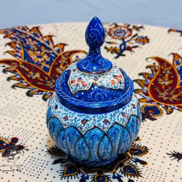 قندان  مسی میناکاری اصفهان 14 سانتی