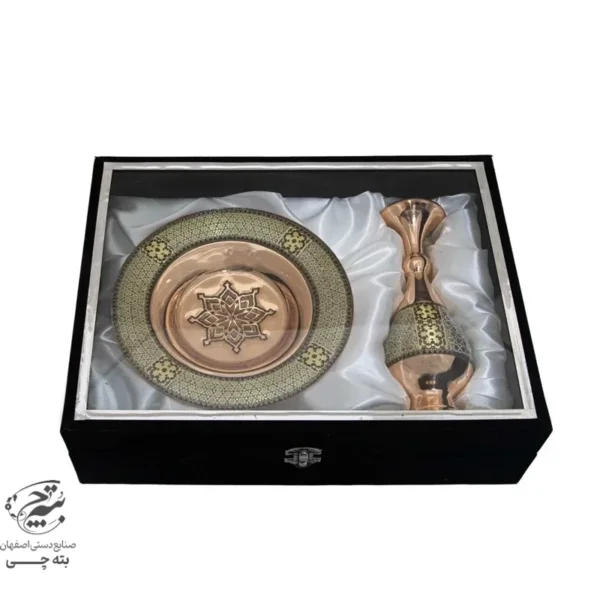 ست هدیه اداری گلدان 20  و بشقاب خاتم کاری