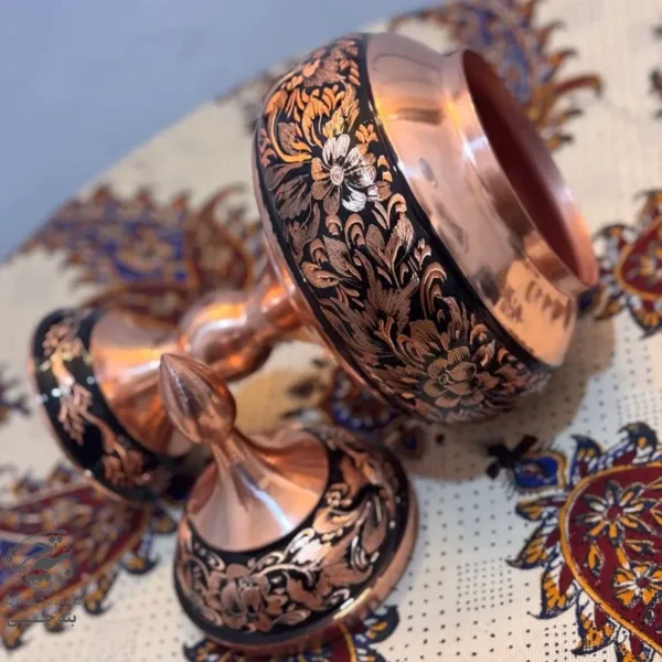 ست هدیه اداری شکلات خوری مسی الماس تراش 35