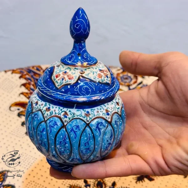 قندان  مسی میناکاری اصفهان 14 سانتی
