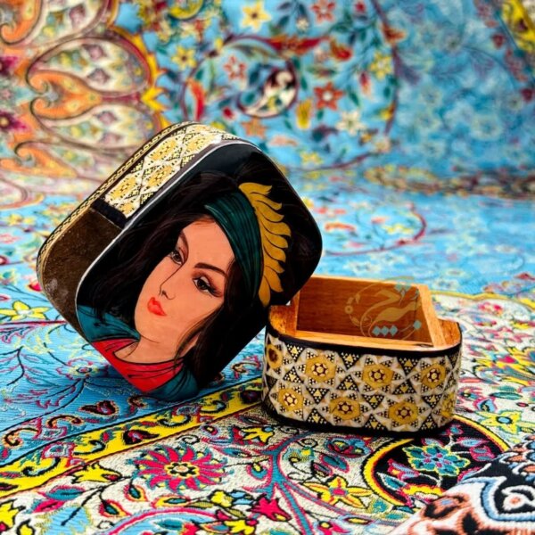 جعبه جاسکه ای خاتم کاری طرح رخ