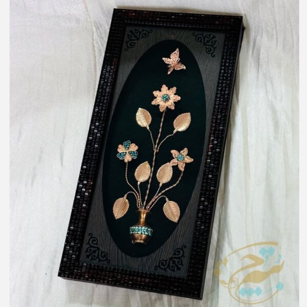 تابلو گل مسی فیروزه کوبی سه گل پروانه