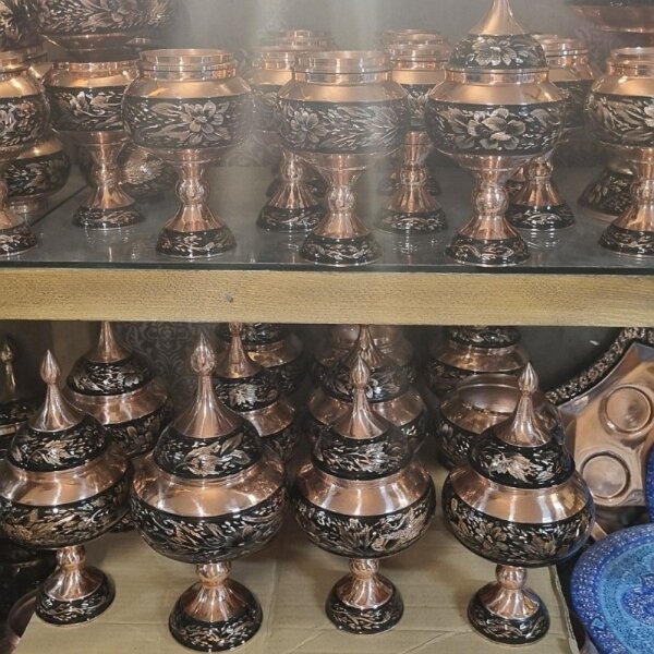 شکلات خوری مسی الماس تراش22 سانتی به همراه جعبه