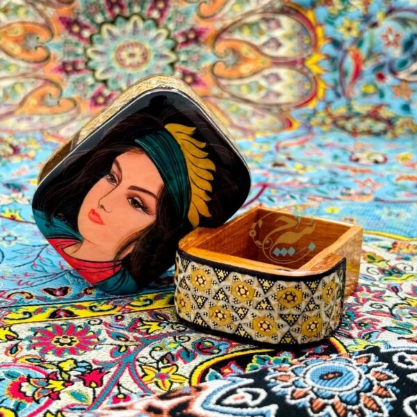 جعبه جاسکه ای خاتم کاری طرح رخ