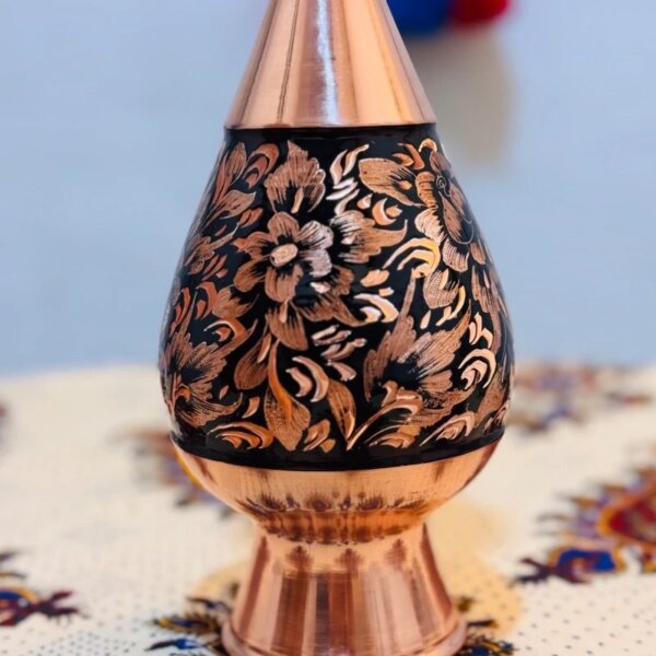 ست هدیه اداری گلدان مسی الماس تراش و تابلو فیروزه کوبی