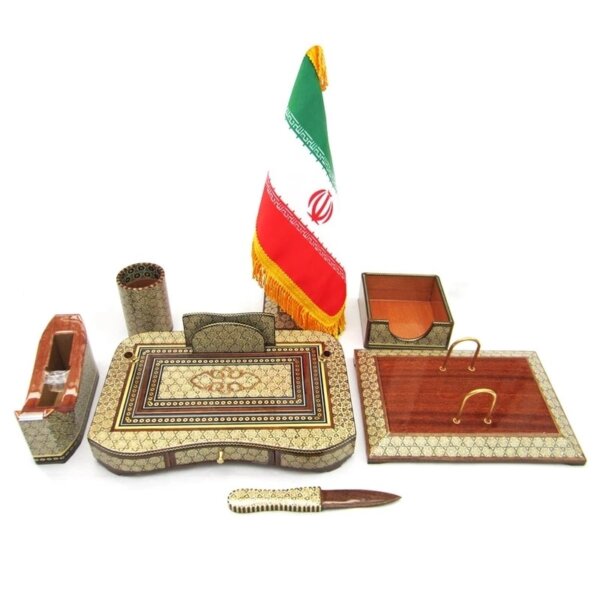 ست 8 تکه لوازم اداری خاتم کاری چوبی اعلا