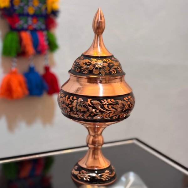 شکلات خوری مسی الماس تراش22 سانتی به همراه جعبه