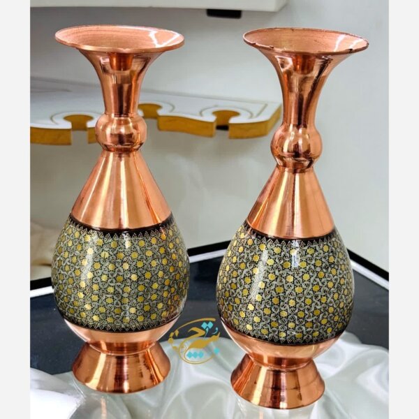 ست هدیه خاتم کاری گلدان و شکلات خوری با جعبه مخمل