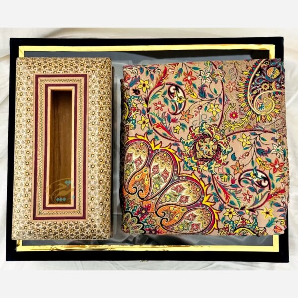ست هدیه خاتم کاری ترمه و جعبه دستمال اعلا